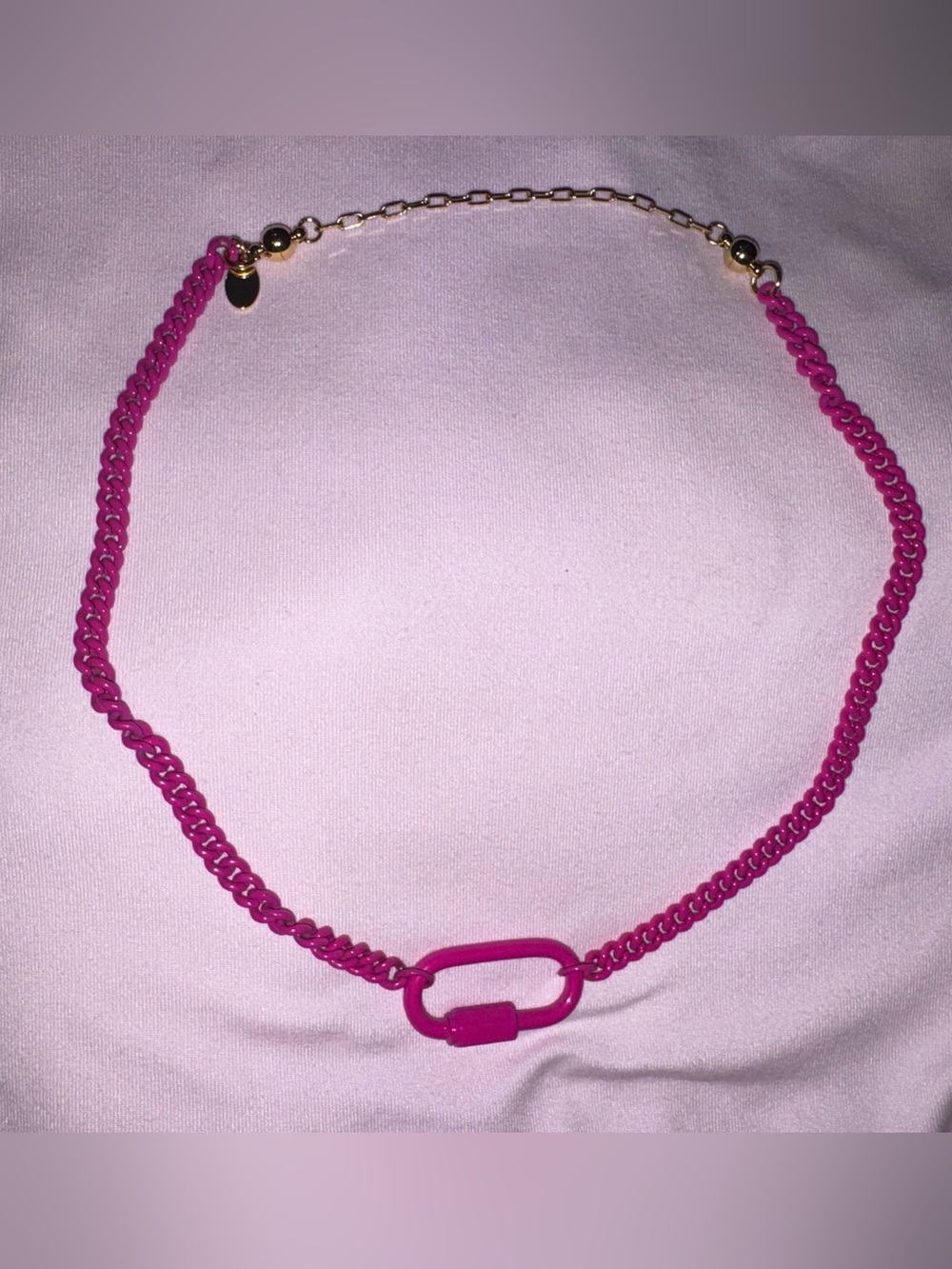 By Alexa Rae BAR x Melania Clara Bubblegum Pink Unchained Melody Necklace - Picture 1 of 2